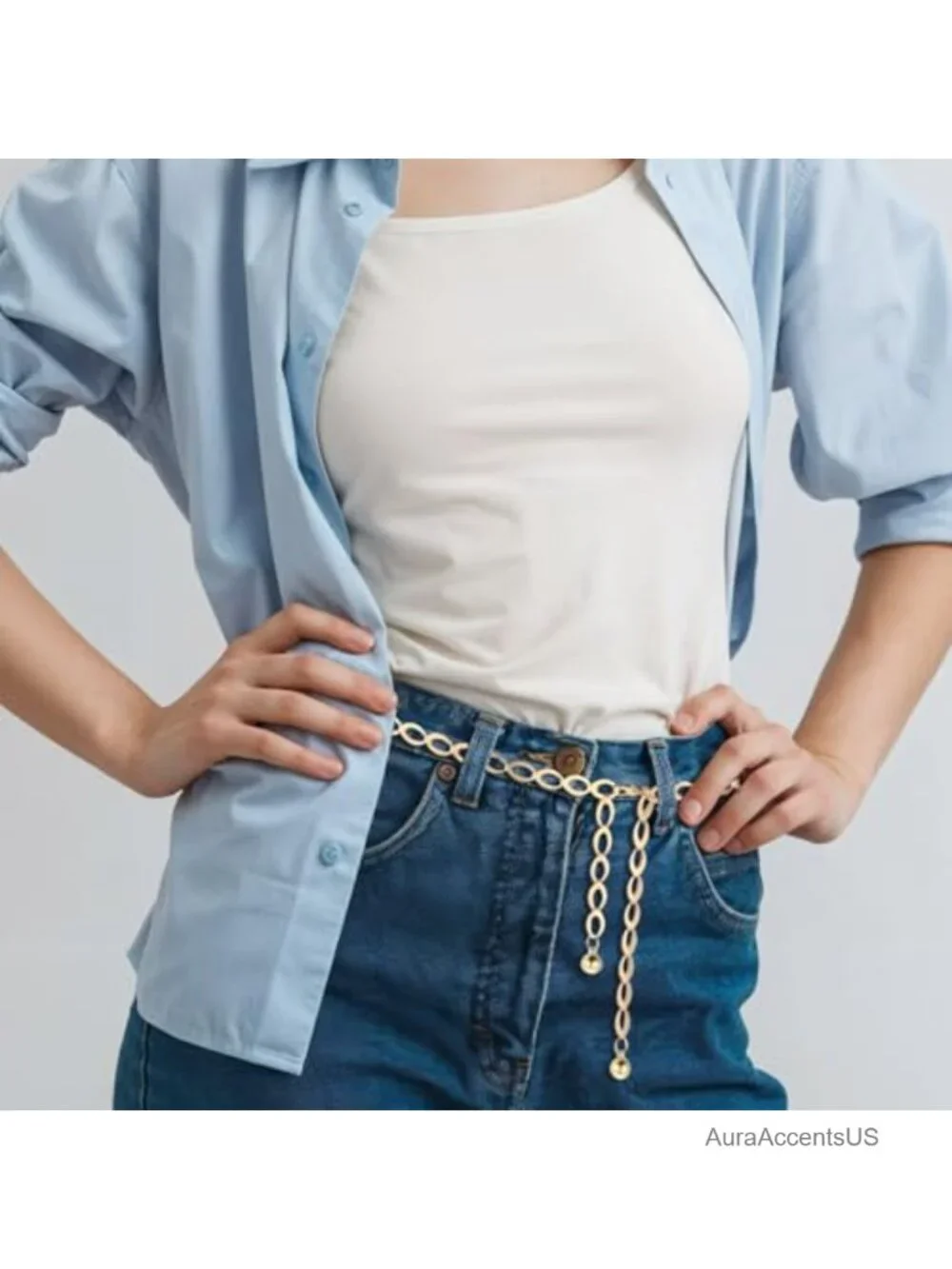 Adjustable Chain Waist Belt with Tassel Pendants for Jeans Dress